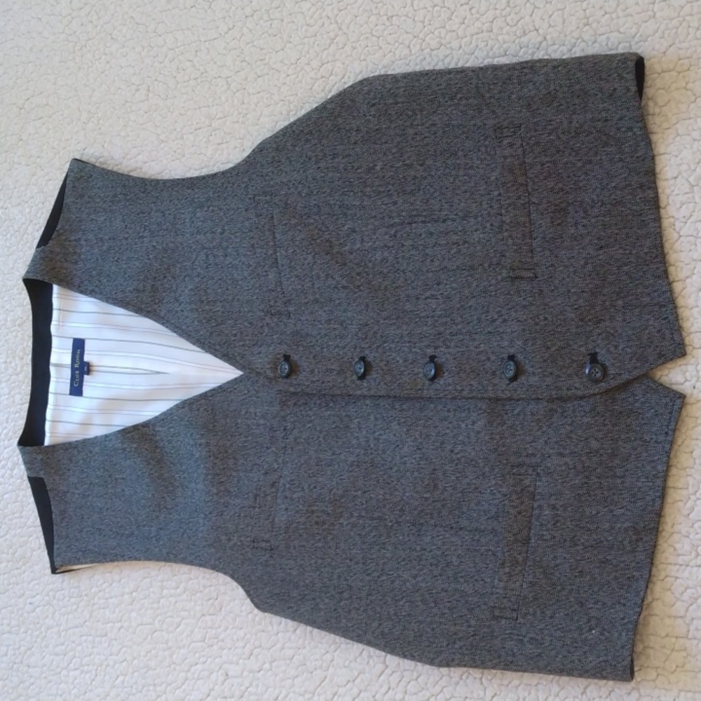 Like New Club Room XL Black/White Herringbone Adjustable Vest - Picture 3 of 11